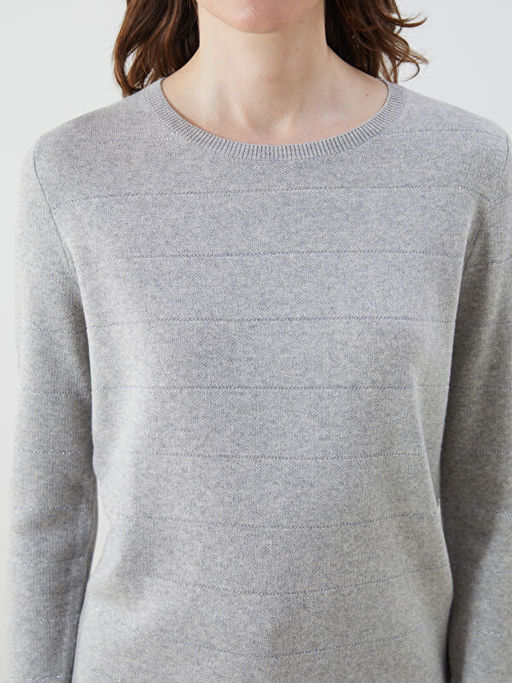 Bisiklet Yaka ?izgili Kad?n Triko Kazak