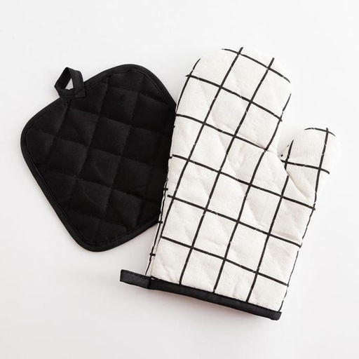 Кухонный набор Доляна Клетка цв.белый, прихватка 17*17 см, рукавица 26*16 см,100% п/э  фото 3