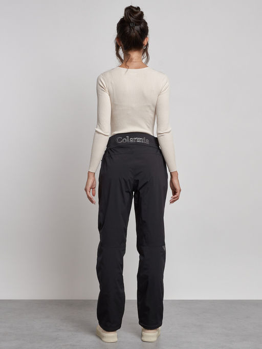 Брюки утепленные спортивные с высокой посадкой женские зимние черного цвета 7141Ch - Colannia фото 4