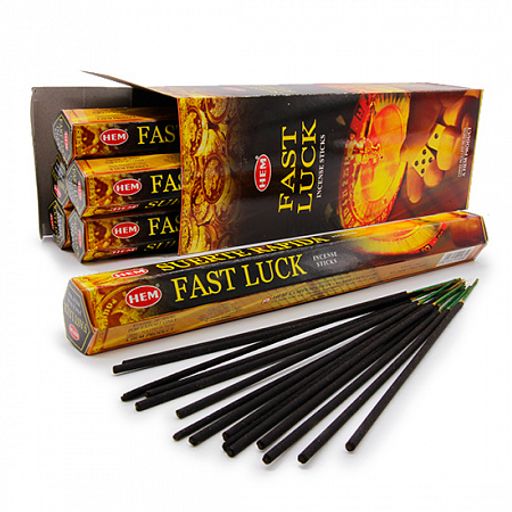 Благовония HEM FAST LUCK Лёгкая удача Сандал Пальмароза Пачули Мандарин уп-6шт