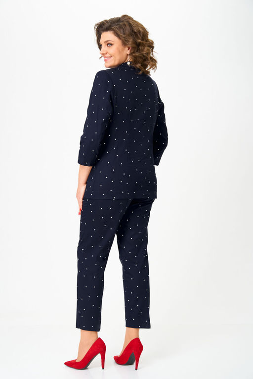 Костюм БелЭльСтиль 412/586 темно-синий, горох  фото 5