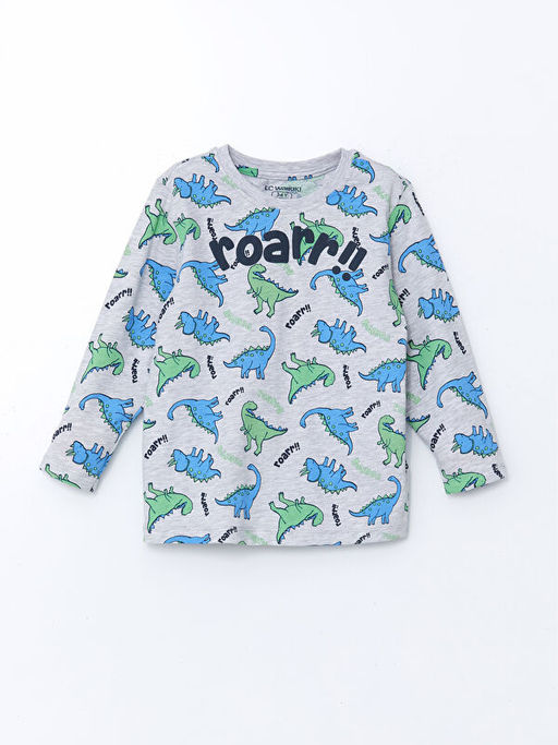 Bisiklet Yaka Dizanor Bask?l? Erkek ?ocuk Pijama Tak?m