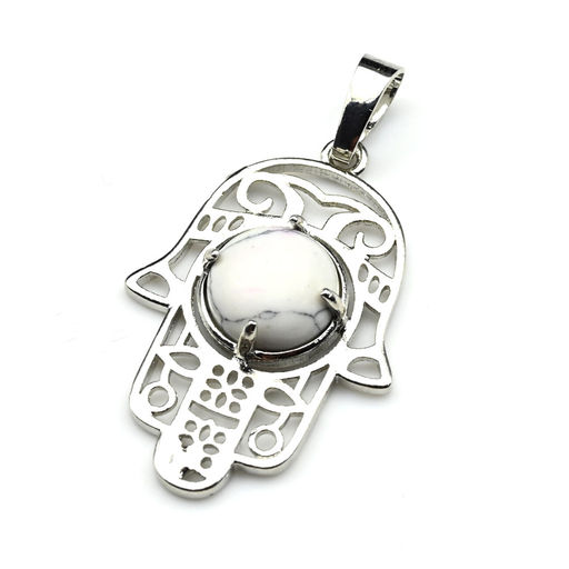 Рука Хамса 22*30мм с кахолонгом в оправе из ювелирного сплава