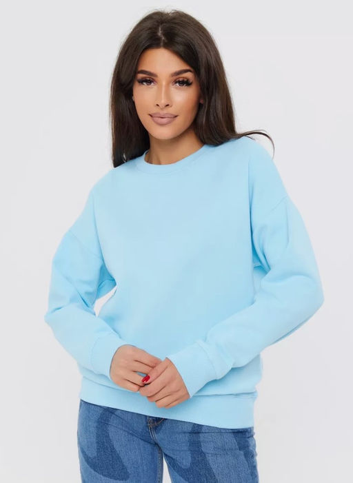 K12904 Свитшот OVER SIZE (хлопок) ГОЛУБОЙ