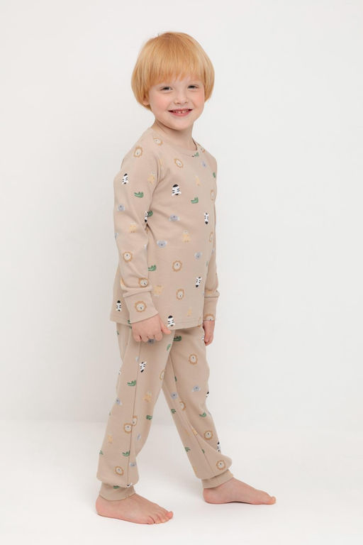 К 1552/темно-бежевый,зоопарк пижама д/дет яс