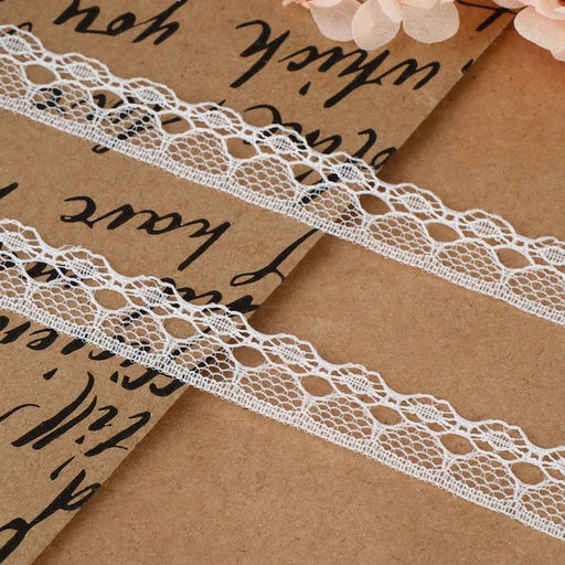 Цена за 5 шт. Кружево капроновое, 14 мм, 10±1 м, цвет белый