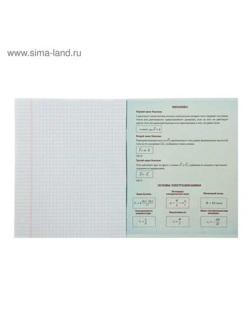 Тетрадь предметная Неон, 48 листов в клетку Физика, со справочным материалом, обложка мелованный картон, УФ-лак, блок офсет - Calligrata фото 8