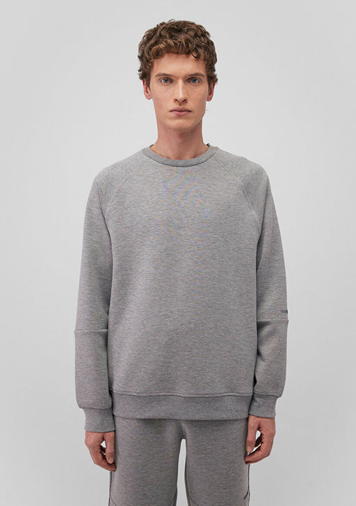Bisiklet Yaka Gri Basic Sweatshirt - Mavi фото 4