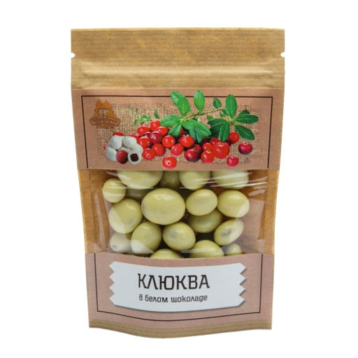 Драже Клюква вяленая в белом шоколаде крафт-пакет 100г