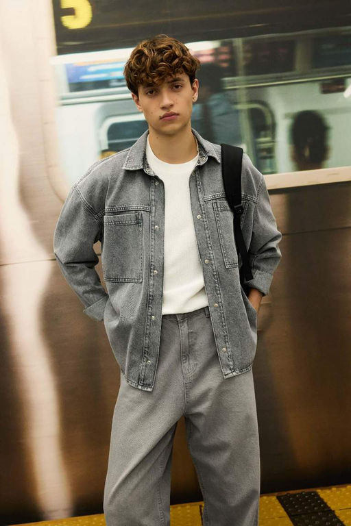 Джинсовая рубашка оверсайз с длинными рукавами - Defacto фото 2