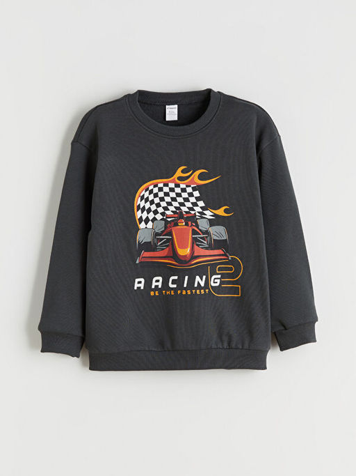 Bisiklet Yaka Erkek ?ocuk Kal?n Sweatshirt 2li