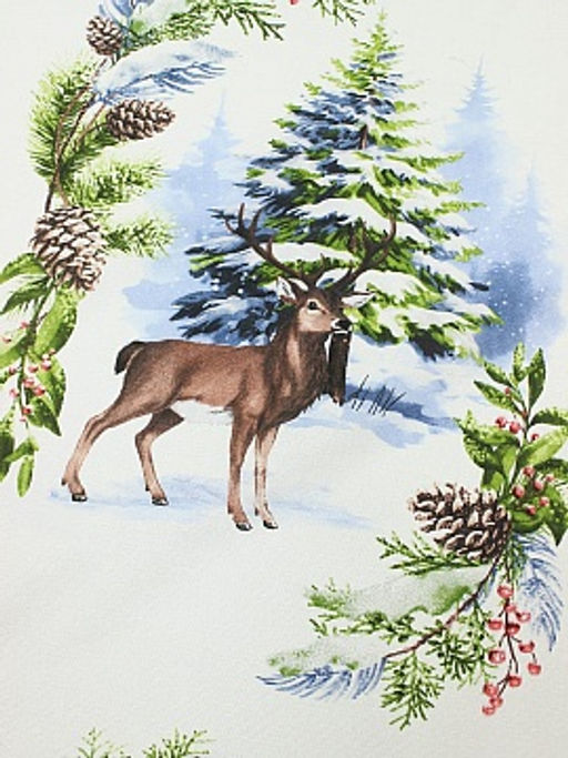 Рогожка Олени в зимнем лесу, ш.1.5м, хлопок-100%, 150гр/м.кв, раппорт 63см