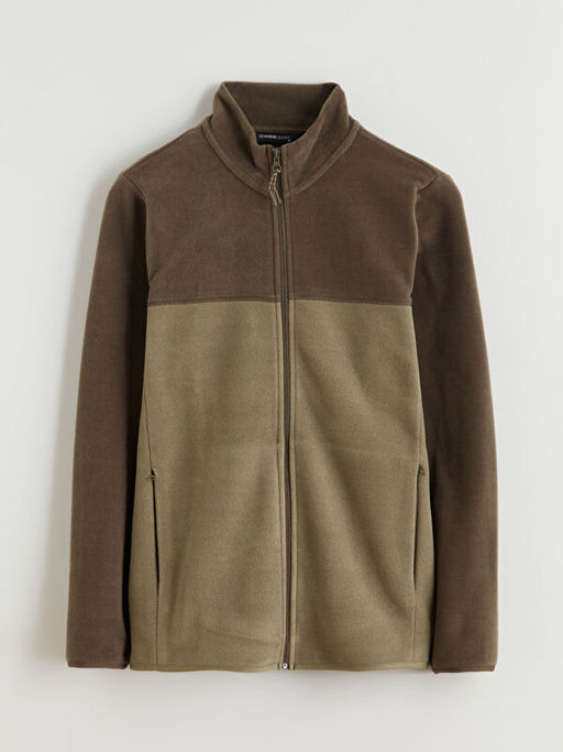 Dik Yaka Polar Erkek Fermuarl? Sweatshirt