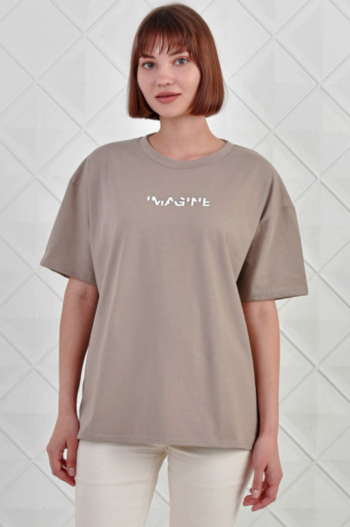 Арт. 3735 Футболка женская 42-52 (6 шт) Цвет:бежевый - Калинка фото 7