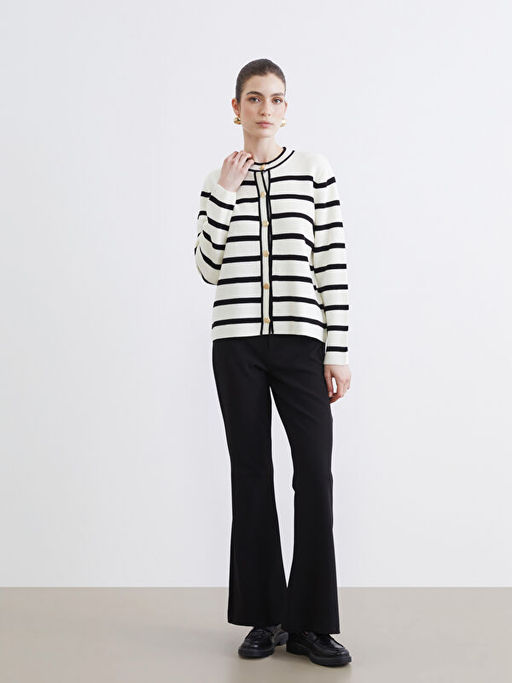 Bisiklet Yaka ?izgili Kad?n Triko H?rka