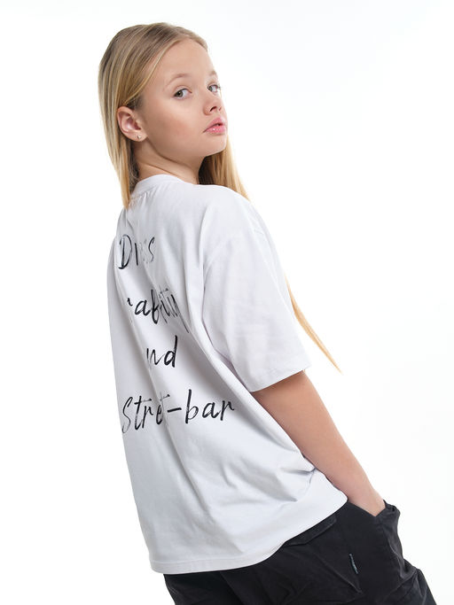 Футболка с принтом на спине 22-9000 белый - Mini maxi фото 10