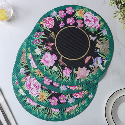 Набор салфеток сервировочных Доляна Роуз, d=38 см, 4 шт, цвет зелёный  фото 13