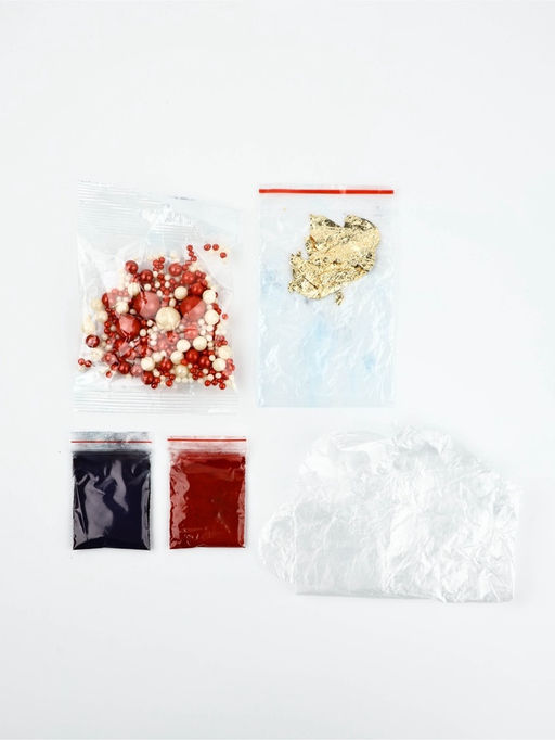 Пасхальный набор с декором для куличей и яиц: посыпка, красители, золотая поталь