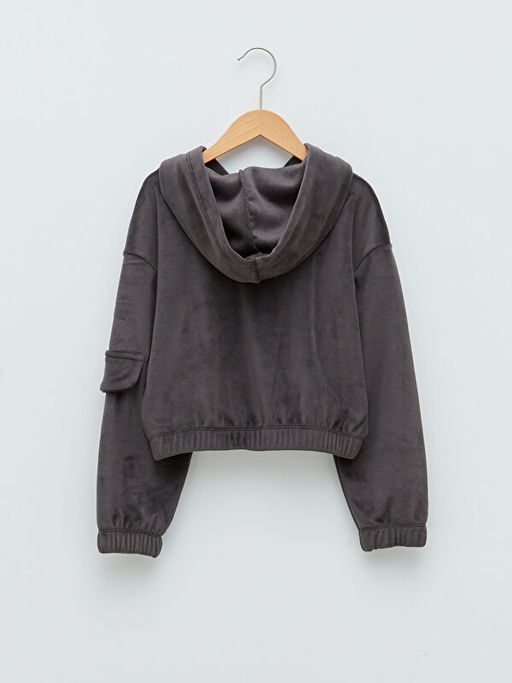 Kap??onlu Nak??l? Uzun Kollu K?z ?ocuk Sweatshirt - Waikiki фото 2