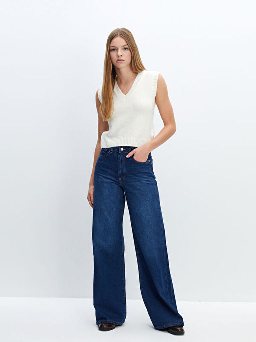 Kad?n V Yaka D?z Triko S?veter