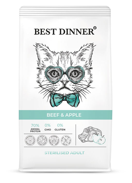 Сухой корм для стерилизованных кошек с Говядиной и Яблоком 75058