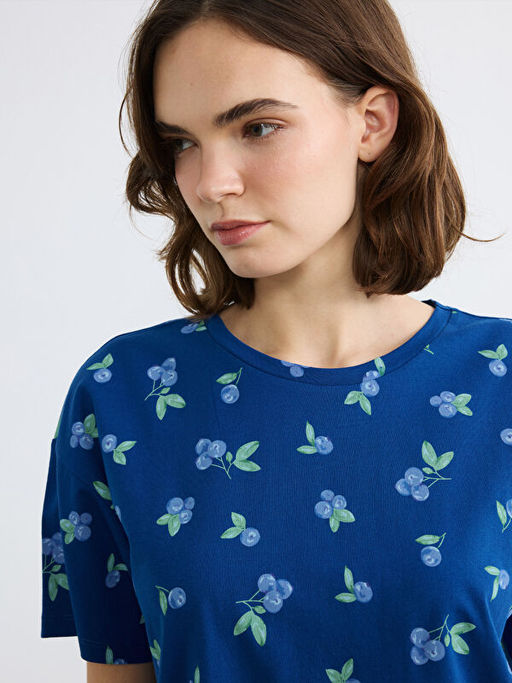 Bisiklet Yaka Kiraz Bask?l? Kad?n Pijama Tak?m?