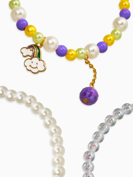 Цена за 2 шт. Браслет детский «Выбражулька», 3 шт. набор, радуга с подвеской, жемчуг, цветной