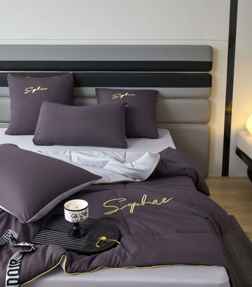 Одеяло Mency средней плотности однотонное с простыней на резинке и наволочками ODMENOR06