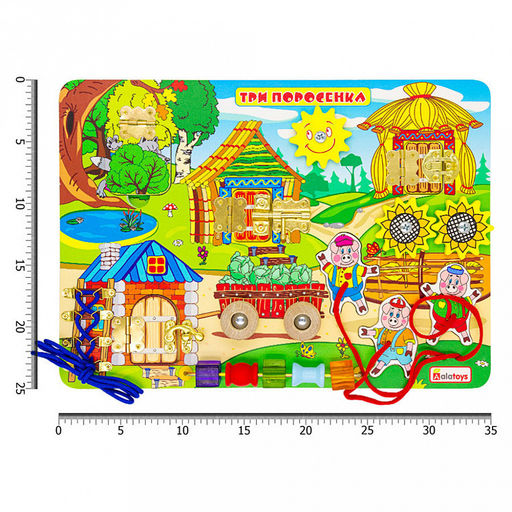 Игрушка Бизиборд Три поросенка 35х25х3,5см, развивающая, МДФ, ЛХДФ, фанера, пластик, металл, текстиль, в коробке (Россия) - Домашняя мода фото 8