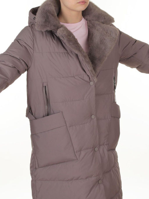 8806 GRAY/LILAC Пальто зимнее женское (200 гр. холлофайбер)