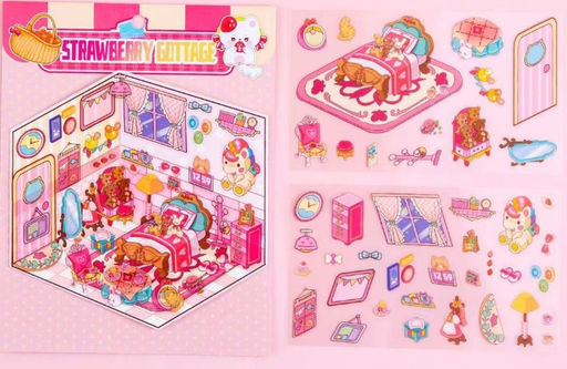 Наклейки+пинцет для творчества румбокс "Розовая спальня", розовые (16*20 см)