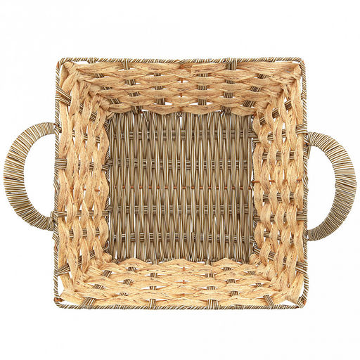 Корзина-сухарница плетеная Береста 25,5х25,5см h7,5см, полипропилен, ванильный, с ручками, металлический каркас, форма квадратная (Китай) - Домашняя мода фото 3