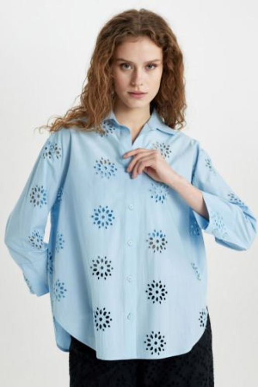 Oversize Genis Kal?p Brode Uzun Kollu Gomlek