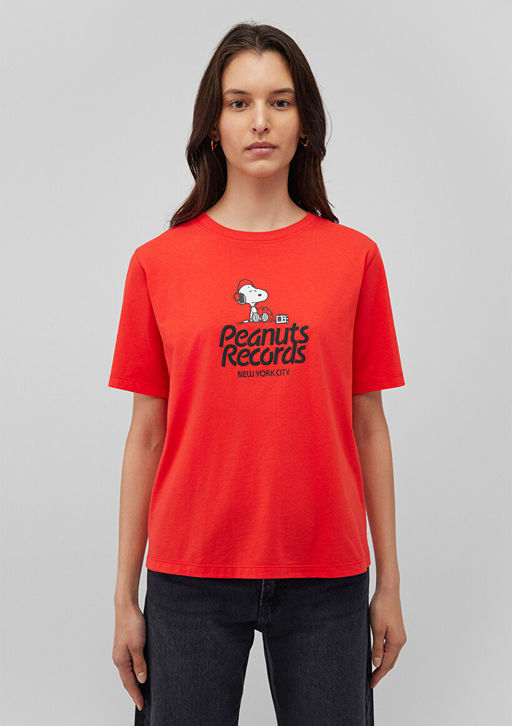 Snoopy Bask?l? K?rm?z? Tisort - Mavi фото 3