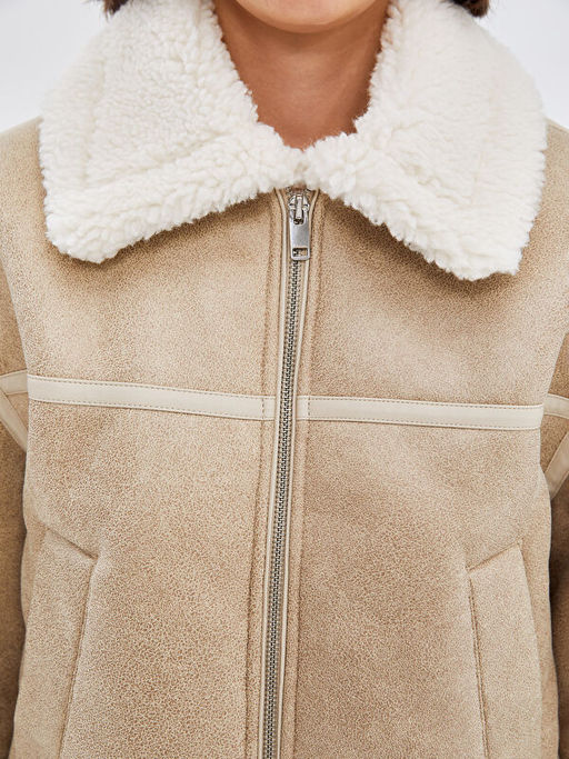 G?mlek Yaka D?z S?et G?r?n?ml? Kad?n Mont - Waikiki фото 3