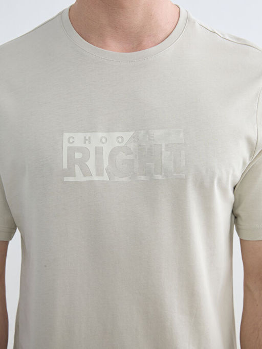 Bisiklet Yaka Bask?l? Penye Erkek Ti??rt