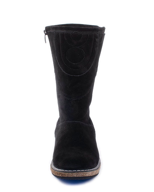 Монголки женские на войлочной подошве., Черные. Замша. Молния. Подклад овчина.