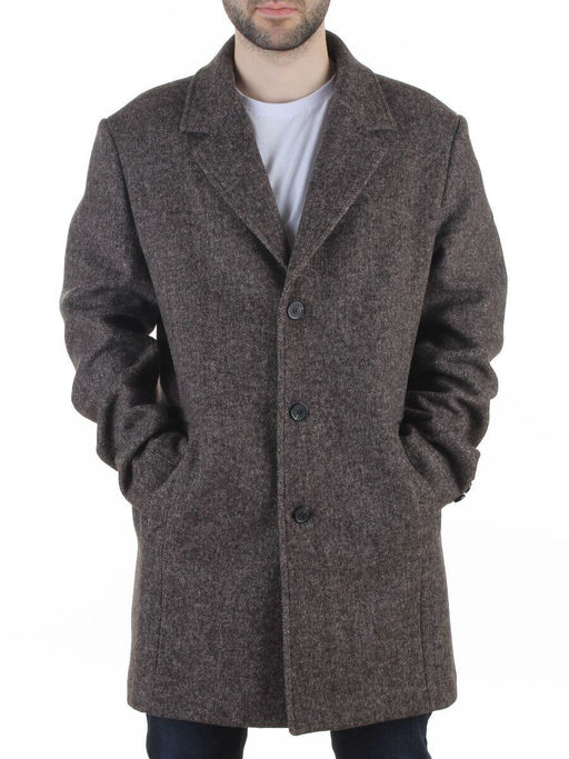 475627962 BROWN/GRAY Пальто Френч демисезонное мужское (65% шерсть, 35% кашемир)