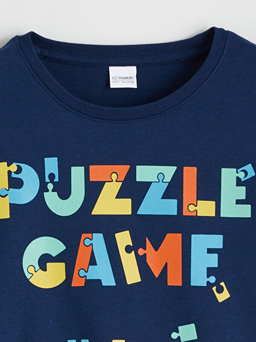 Bisiklet Yaka Bask?l? Erkek ?ocuk Pijama Tak?m?