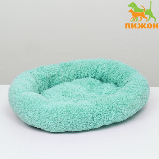 Лежанка для собак и кошек Уют, мягкий мех, 45 х 35 х 11 см, мятная