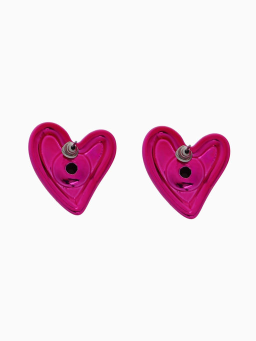 Серьги металл «Сердце» с изгибом, цвет розовый