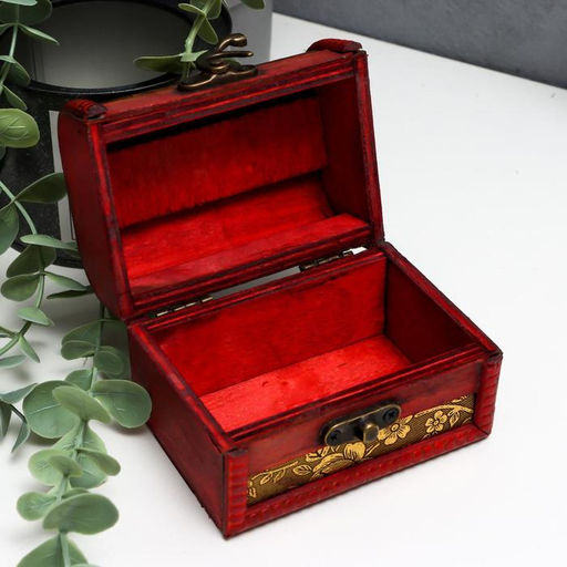 Шкатулка для украшений «Сундук с ручкой. Незабудки», дерево, 7.3×9.5×7.5 см