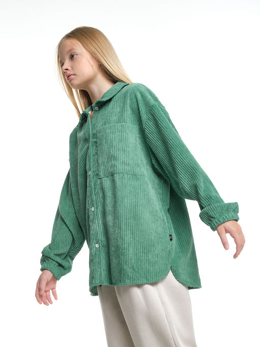 Вельветовая рубашка для девочки 22-7364 бежевый - Mini maxi фото 43