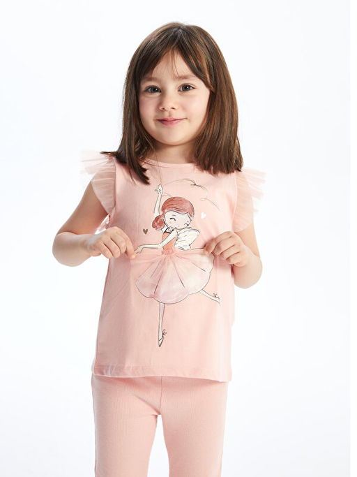 Bisiklet Yaka Bask?l? K?z Bebek Ti??rt - Waikiki фото 2