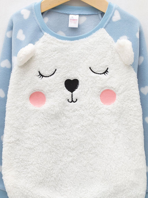 Bisiklet Yaka Nak?? Detayl? Uzun Kollu Polar K?z ?ocuk Pijama Tak?m? - Waikiki фото 3