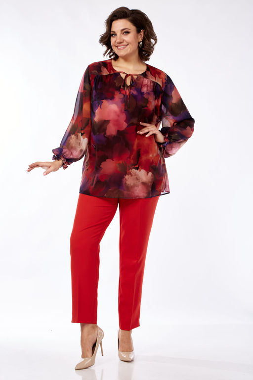 Костюм Элль стиль 2268/1 винный/красный  фото 4