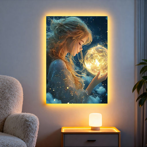 Мозаика алмазная "Девушка с шаром" (светится в темноте) 40*30 см.