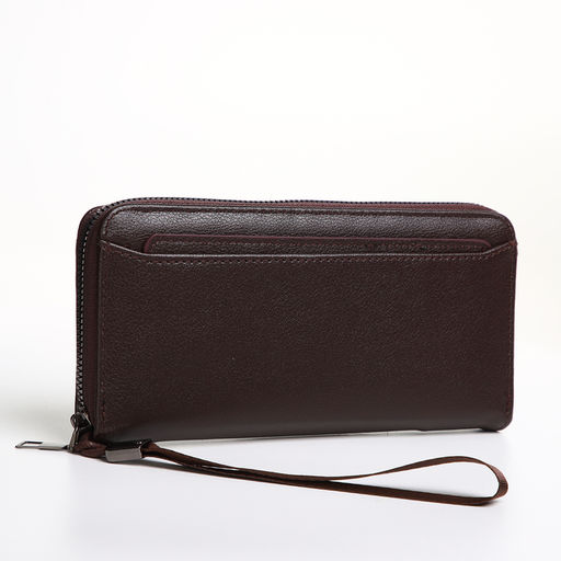 Портмоне-клатч мужской на молнии, коричневое
