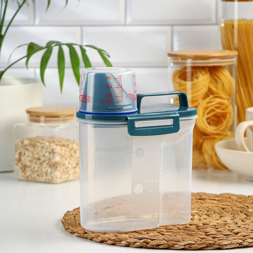 Контейнер для хранения сыпучих с дозатором, 1 кг, 17×10.5×22 см, пластик, прозрачный
