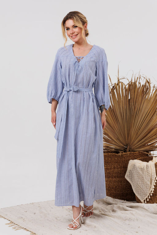 Платье AMORI 9848 полоска голубая фото 2